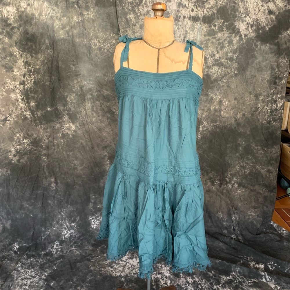 Anthropologie drop waist tie shoulder dress